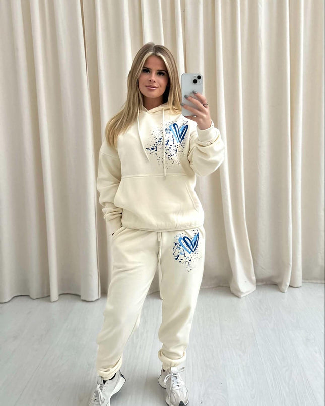 Blue Hearts Printed Hooded Tracksuit Kids