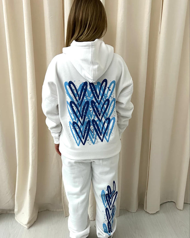 Blue Hearts Printed Hooded Tracksuit Adult