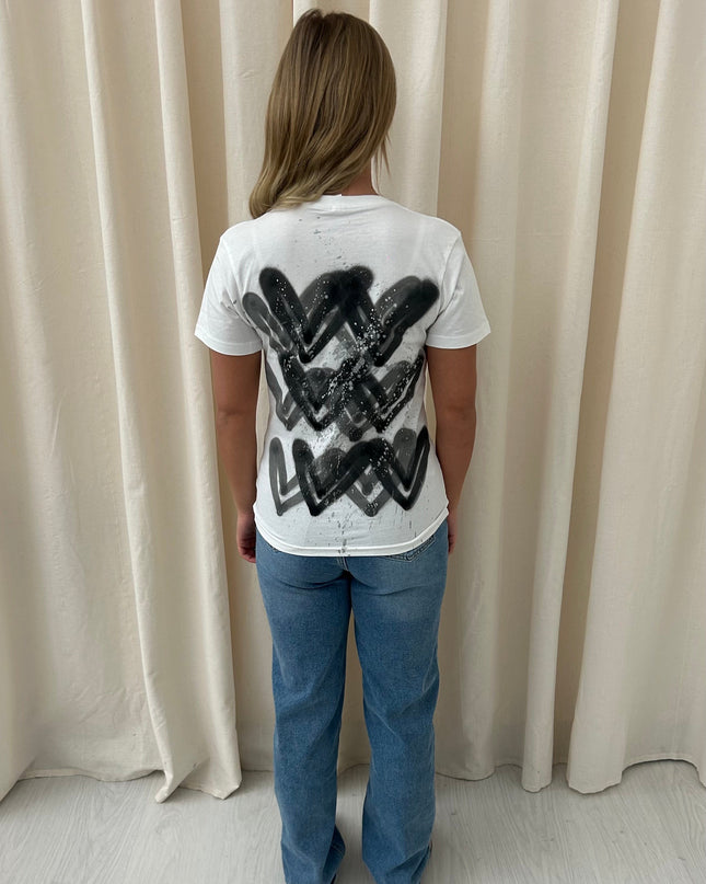 Black/Grey Hearts Spray Painted T-shirt Adults