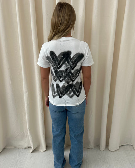 Black/Grey Hearts Spray Painted T-shirt Kids