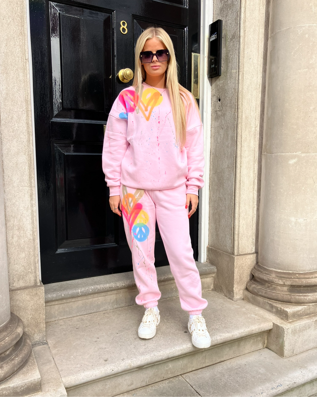Neon Heart/Peace Spray Painted Sweatshirt Tracksuit Adult