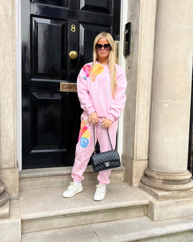 Neon Heart/Peace Spray Painted Sweatshirt Tracksuit Kids