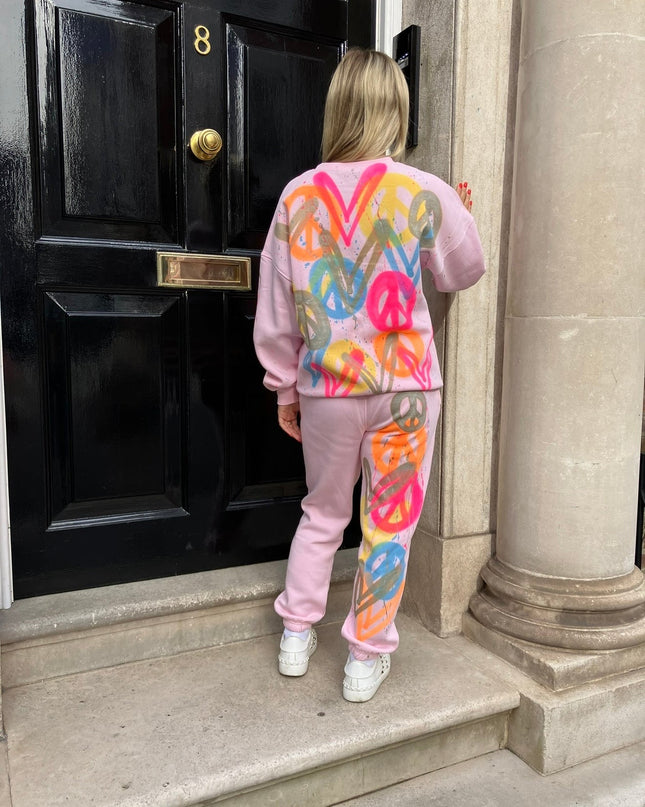 Neon Heart/Peace Spray Painted Sweatshirt Tracksuit Kids