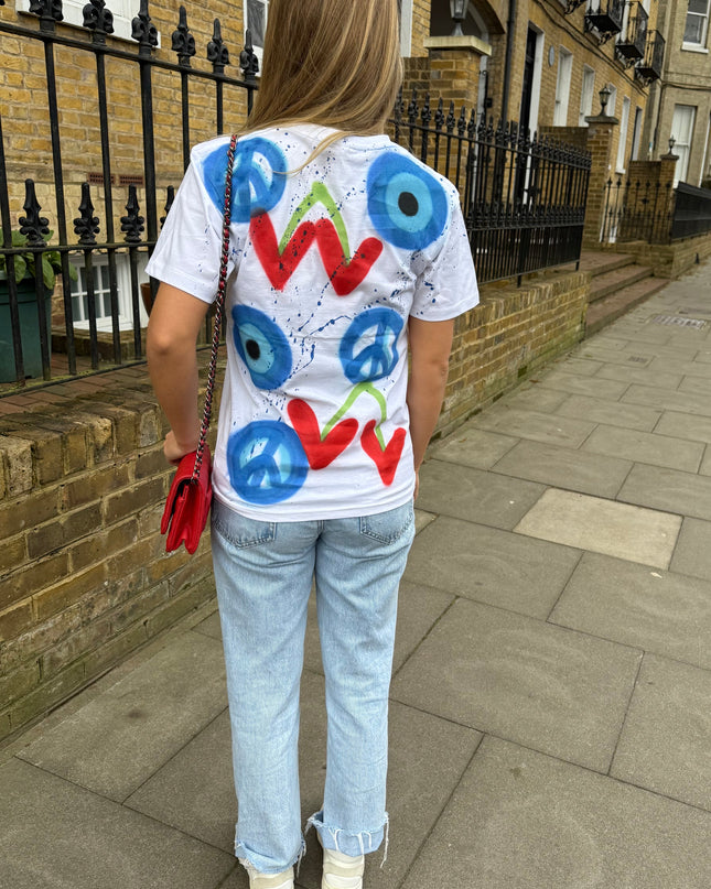 Evil Eye Peace Cherry Spray Painted T-shirt Kids