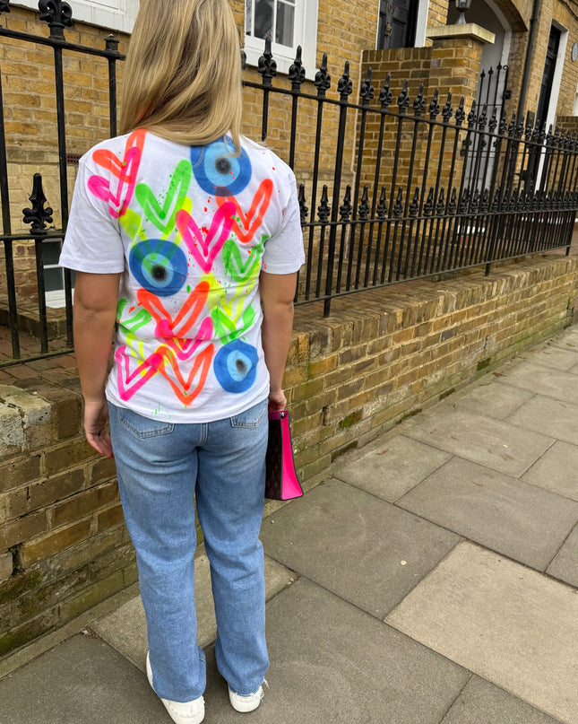 Neon Hearts Evil Eye Spray Painted T-shirt Kids