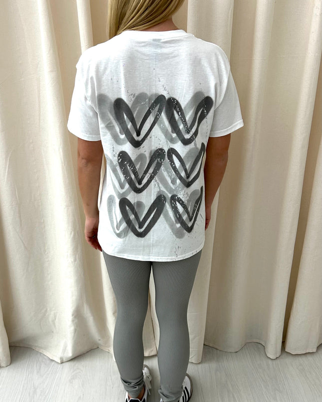 Grey Hearts Spray Painted T-shirt & Leggings Adults