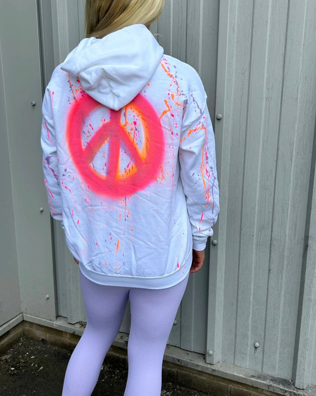 Neon Orange Peace Spray Painted Hoodie & Leggings Adults