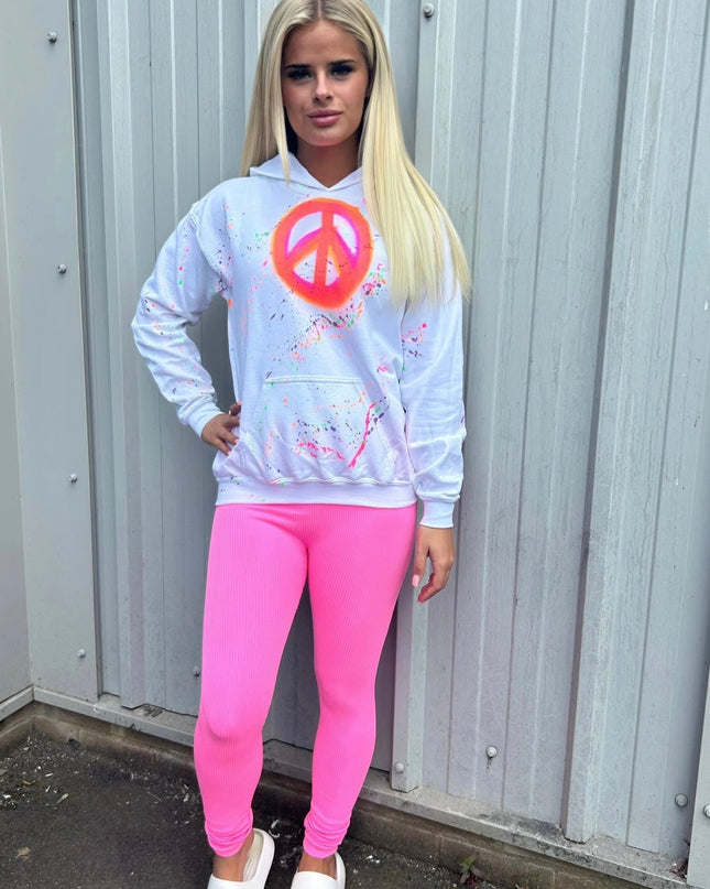 Multicoloured Peace Spray Painted Hoodie & Leggings Adults