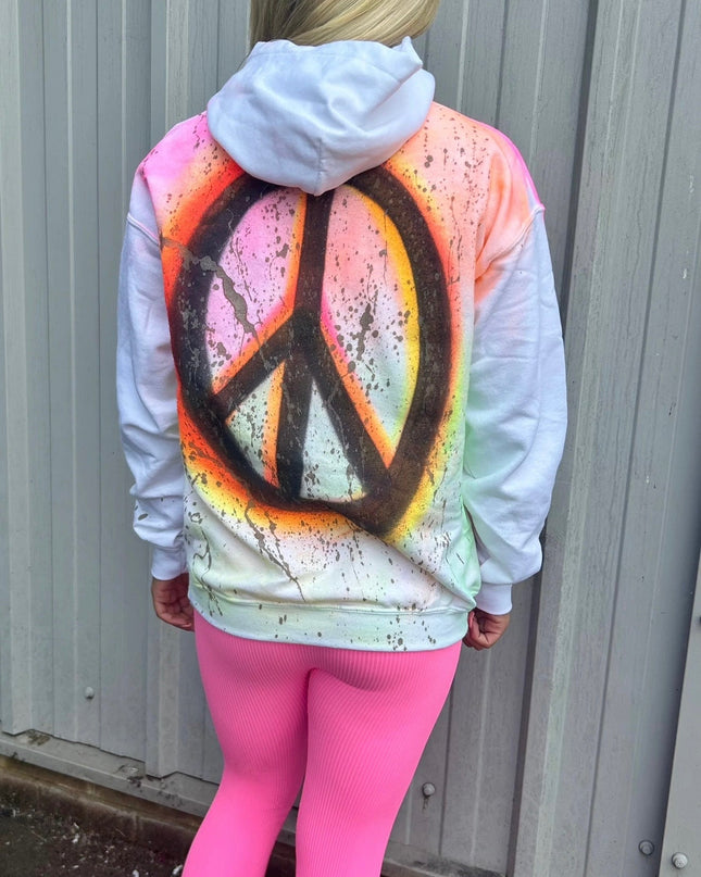 Neon/Black Peace Spray Painted Hoodie & Leggings Adults