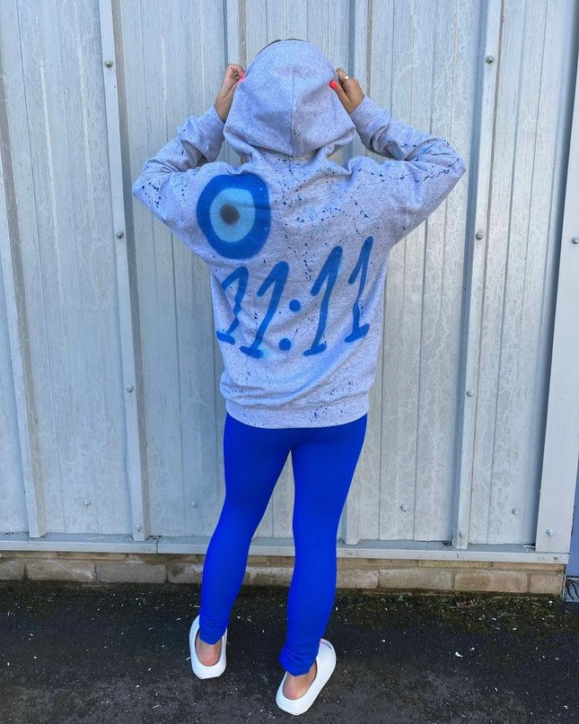 11:11 Grey Hoodie Spray Painted Hoodie & Leggings Adults
