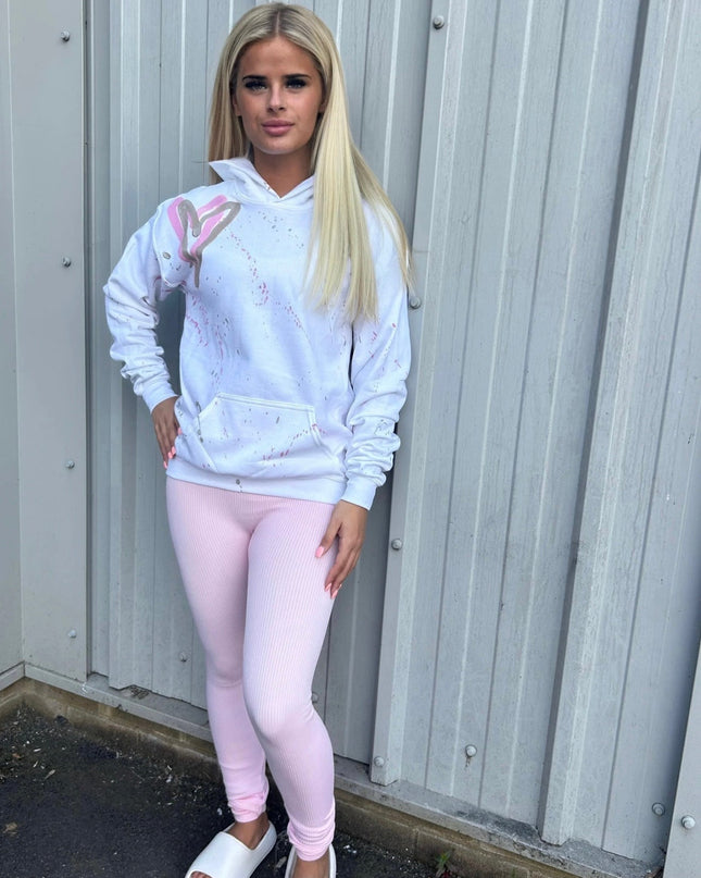 Pink/Gold Hearts Spray Painted Hoodie & Leggings Adults