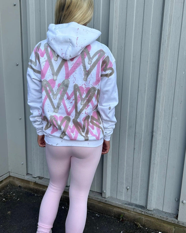 Pink/Gold Hearts Spray Painted Hoodie & Leggings Adults