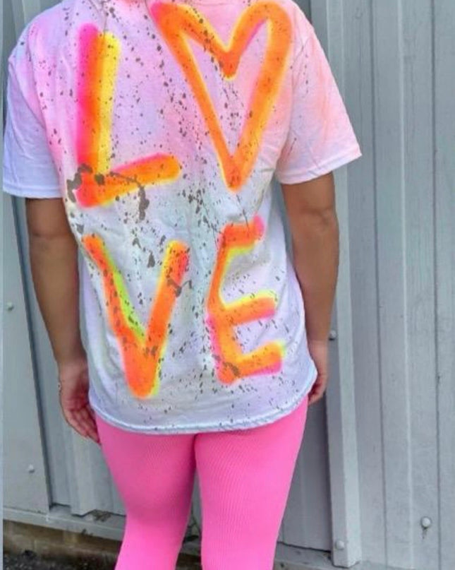 Neon Love Spray Painted T-shirt & Leggings Adults