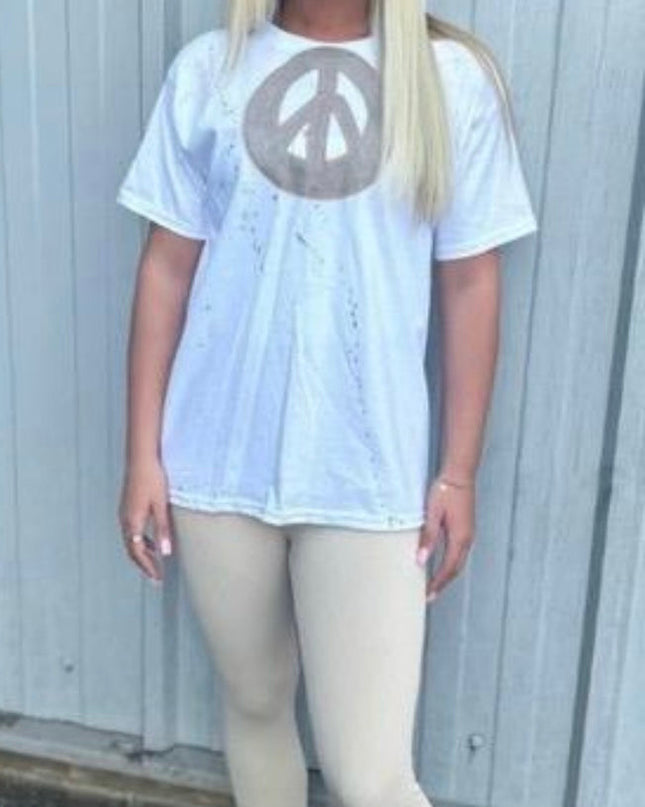Gold Peace Spray Painted T-shirt & Leggings Adults