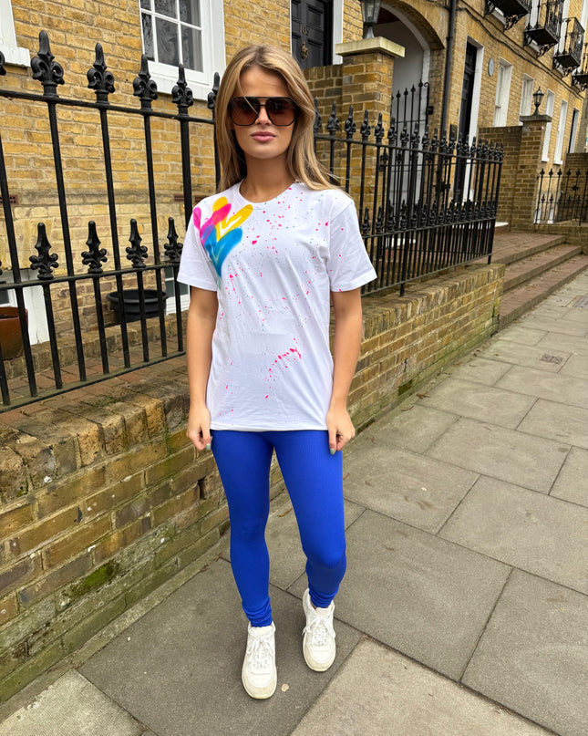 Multicoloured Hearts Spray Painted T-shirt & Leggings Adults