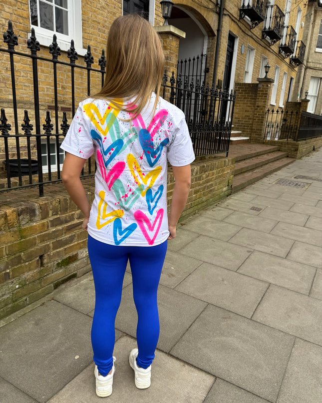 Multicoloured Hearts Spray Painted T-shirt & Leggings Adults