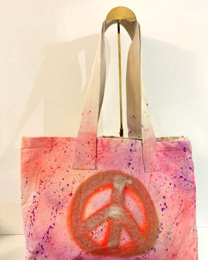 Orange, Purple Peace Spray Painted Tote Bag