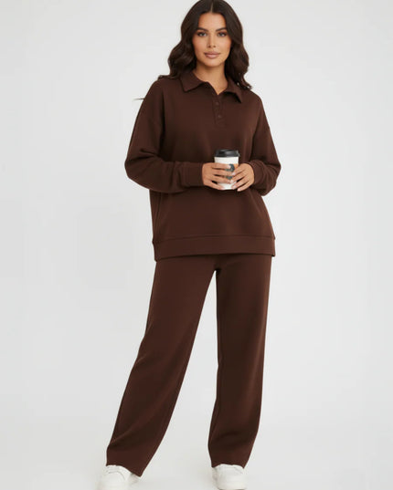 RUGBY TOP AND TROUSER SET BROWN