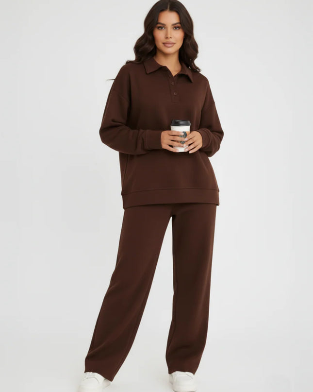 RUGBY TOP AND TROUSER SET BROWN