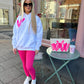 Hot Pink Heart Hoodie And Legging Set