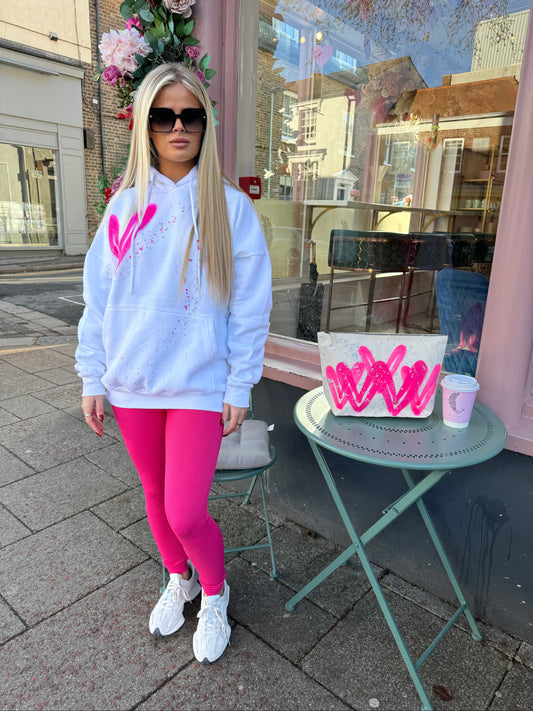 Hot Pink Heart Hoodie And Legging Set