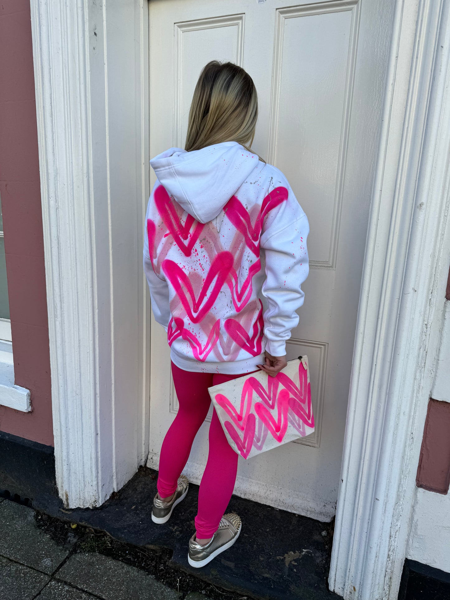 All The Pink Hearts Hoodie And Legging Set