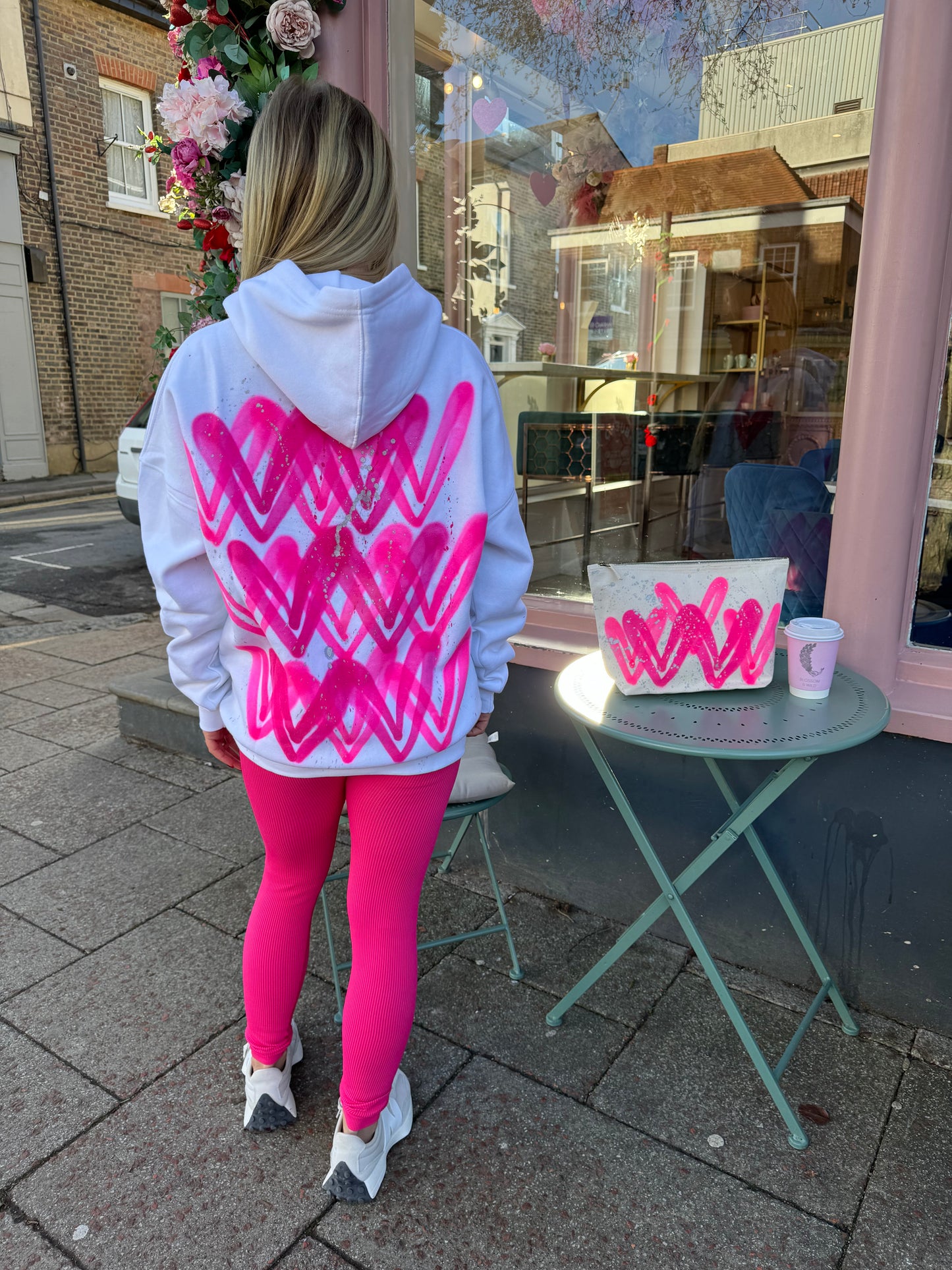 Hot Pink Heart Hoodie And Legging Set