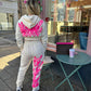 Hot Pink Heart Cropped Hooded Tracksuit
