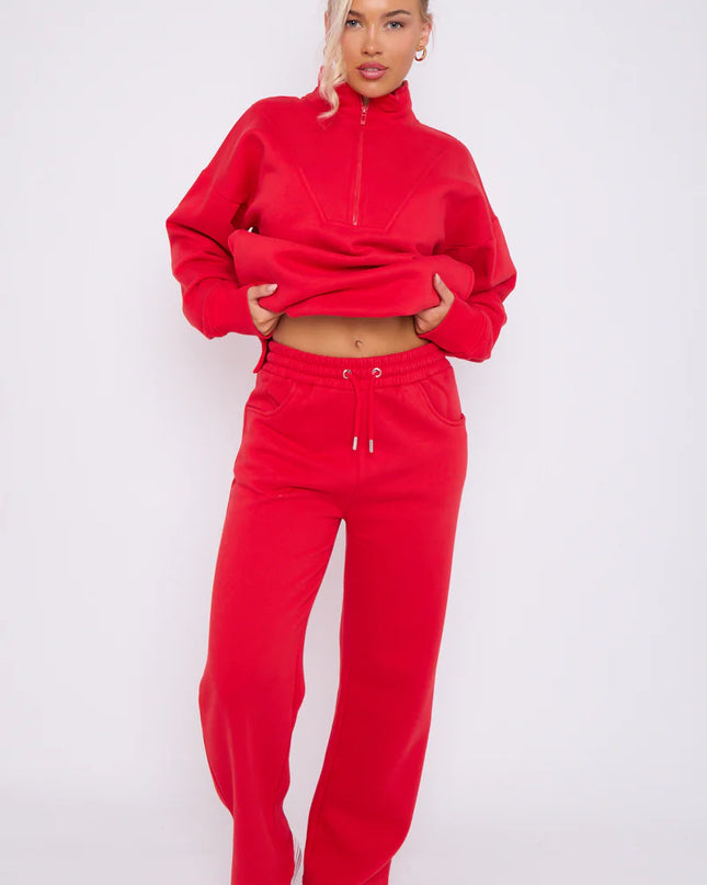 1/2 Zip Top & Jogger Fleece Co-Ord Red