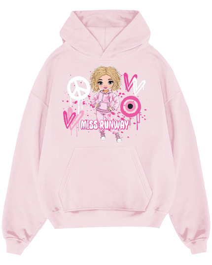 Miss Runway Doll Hoodie Pink Heart Design