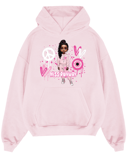 Miss Runway Doll Hoodie Pink Heart Design