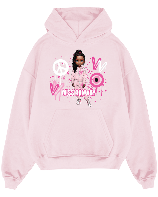 Miss Runway Doll Hoodie Pink Heart Design