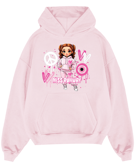Miss Runway Doll Hoodie Pink Heart Design