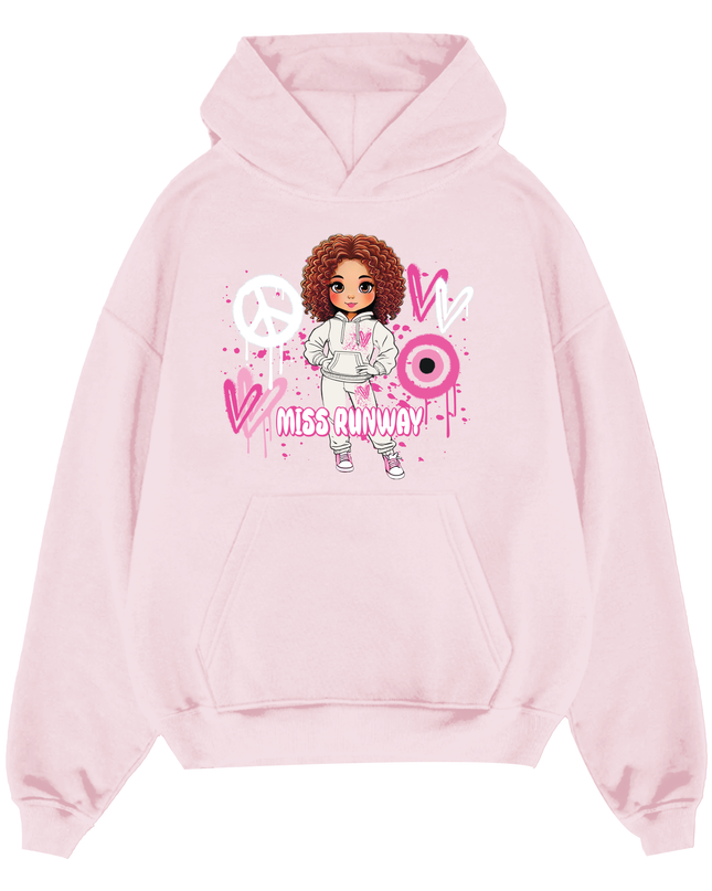Miss Runway Doll Hoodie Pink Heart Design