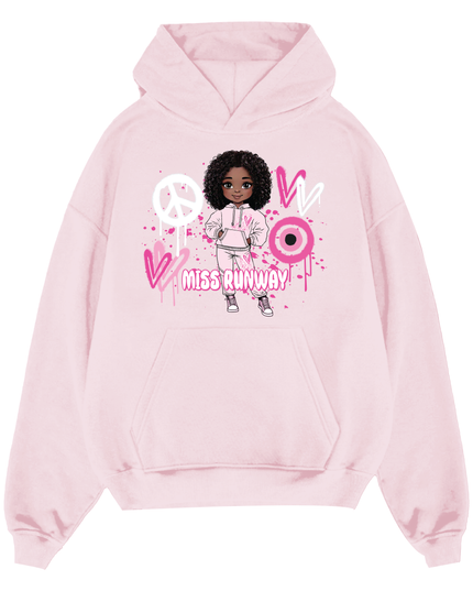 Miss Runway Doll Hoodie Pink Heart Design