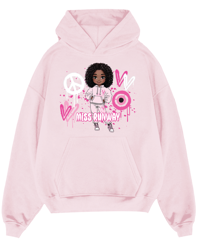 Miss Runway Doll Hoodie Pink Heart Design