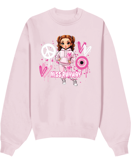 Miss Runway Doll Sweatshirt Pink Heart Design