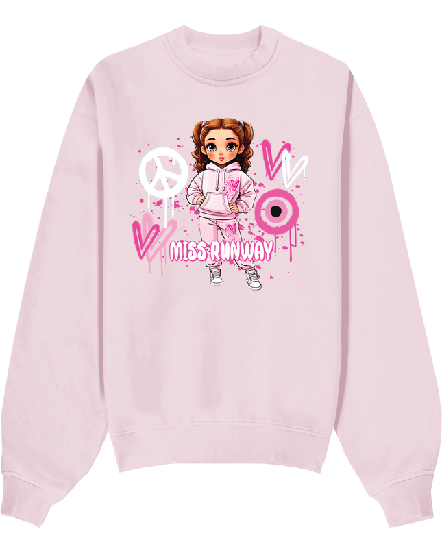 Miss Runway Doll Sweatshirt Pink Heart Design