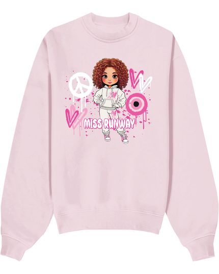 Miss Runway Doll Sweatshirt Pink Heart Design