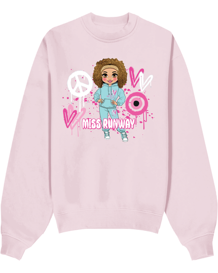 Miss Runway Doll Sweatshirt Pink Heart Design