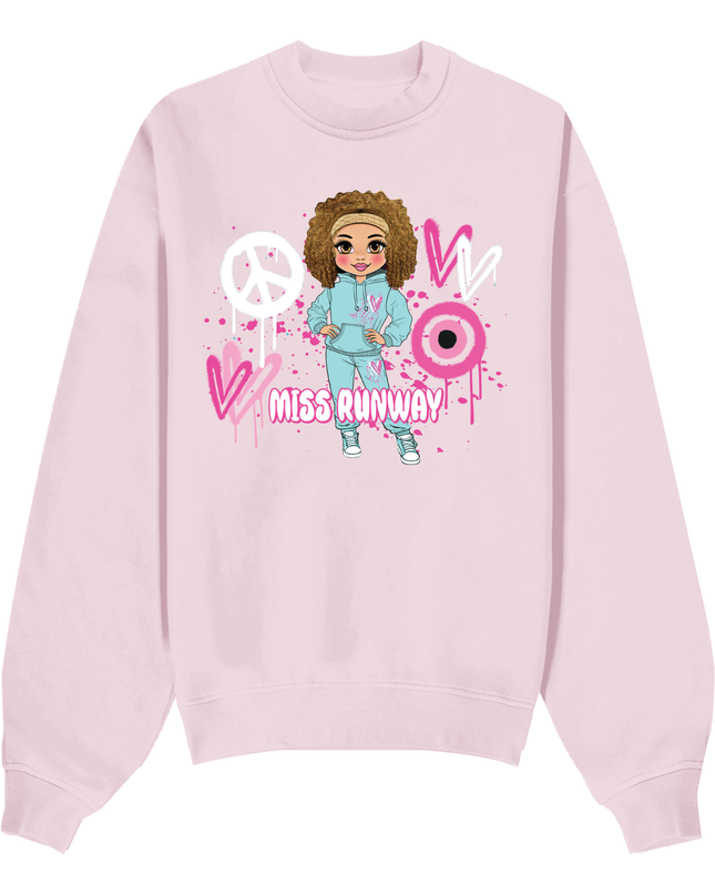 Miss Runway Doll Sweatshirt Pink Heart Design