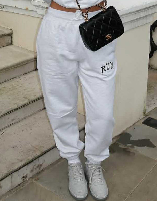 Ash Grey Run Appliqué Sweatpants