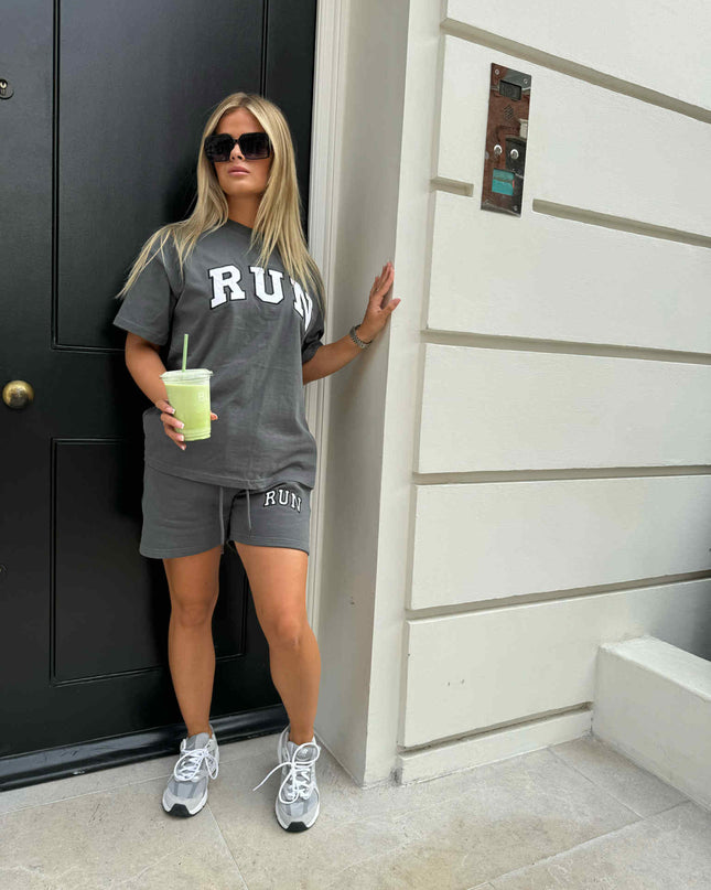 Charcoal Run Appliqué Shorts