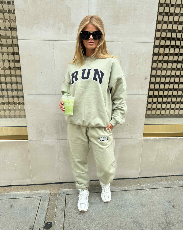 Sage Green Run Appliqué Sweatshirt