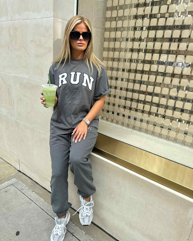 Charcoal Run Appliqué T-Shirt