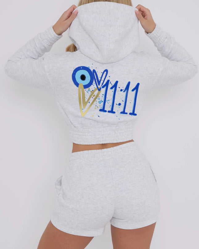 11:11 Gold Heart Evil Eye Printed Short Set