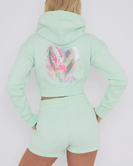 Miss Runway Silver Heart Printed Short Set