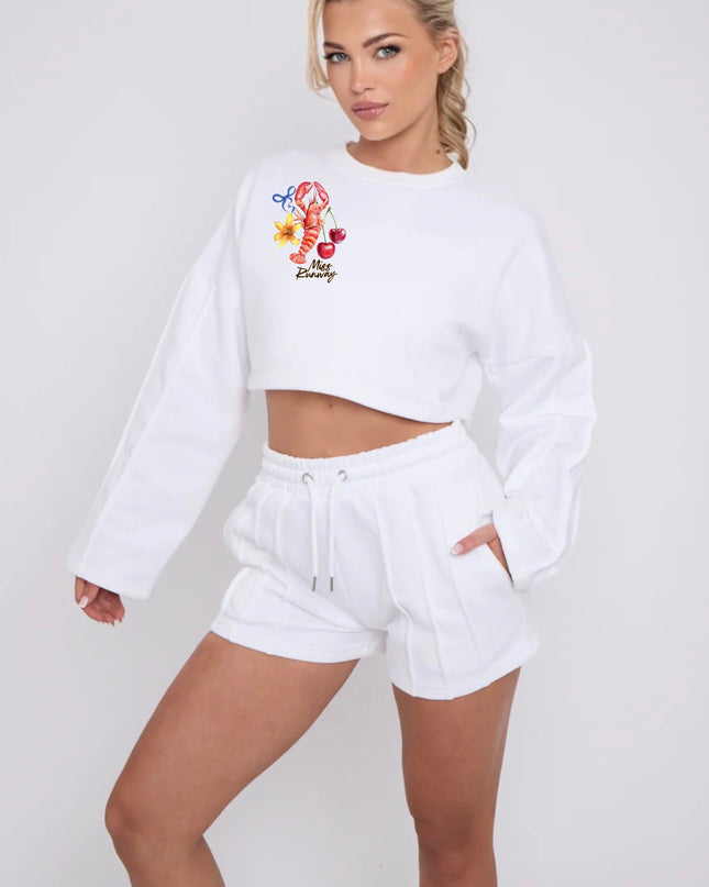 Summer Splash Cropped Sweat Printed Short Set