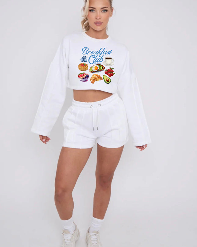 Breakfast Club Cropped Sweat Printed Short Set