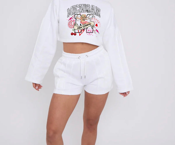 Michigan Cropped Sweat Printed Short Set